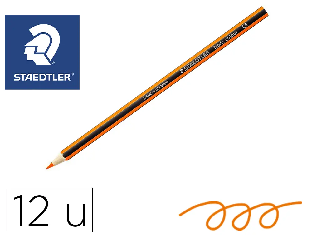 CRAYONS STAEDTLER NORIS COLOUR 185 COLORIS ORANGE POCHETTE DE 12