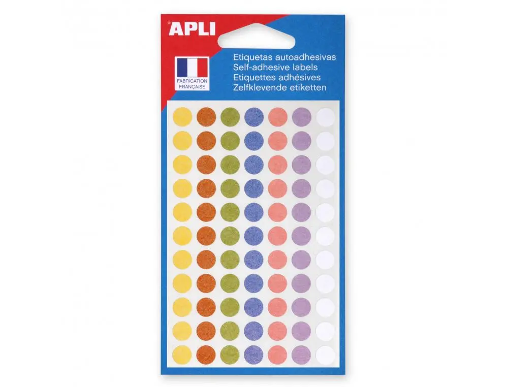 PASTILLES APLI 8 MM COLORIS PASTELS ASSORTIS POCHETTE DE 385 UNITES