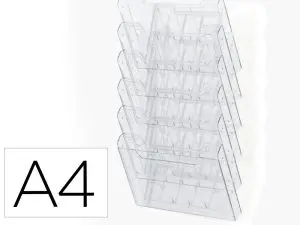 TRIEUR MURAL A4 6 COMPARTIMENTS VERTICAUX DE 26 MM EXTENSIBLE COLORIS         TRANSPARENT