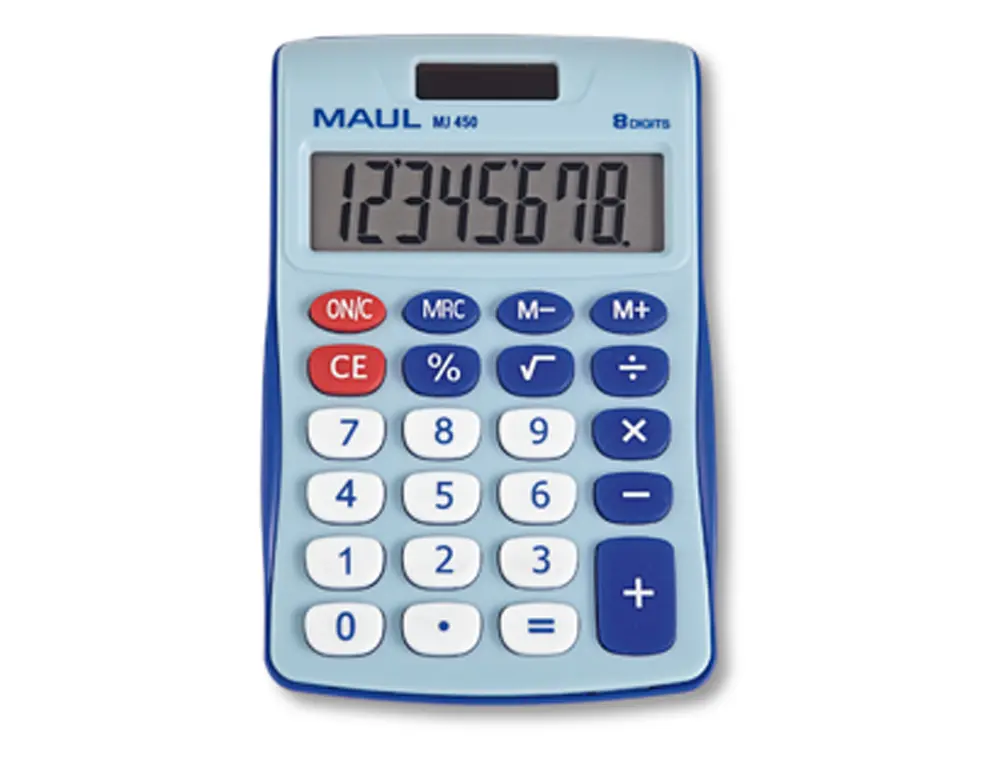 CALCULATRICE DE BUREAU MAUL MJ450 JUNIOR 8 CHIFFRES COLORIS BLEU
