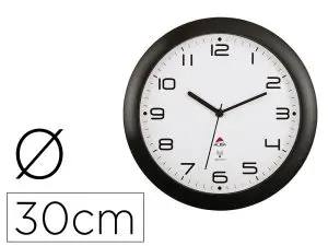 HORLOGE ALBA MURALE RADIO PILOTEE DIAM. 30CM COLORIS    NOIR FOND BLANC