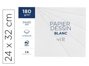 POCHETTE CLAIREFONTAINE 1ER PRIX DESSIN BLANC 24X32CM     180G 12 FEUILLES