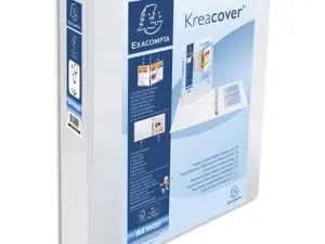 CLASSEUR EXACOMPTA KREACOVER 4 ANNEAUX 40MM A4+ CARTON RECOUVERT POLYPROPYLÈNE DOS 64MM PERSONNALISABLE BLANC