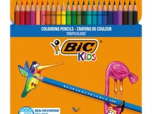 CRAYON COULEUR BIC KIDS TROPICOLORS 2 175MM MINE RÉSISTANTE PIGMENTÉE LARGE PALETTE COLORIS VIFS ÉTUI CARTON 24 UNITÉS