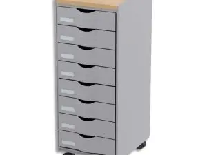 DESSERTE MOBILE PAPERFLOW POLYSTYRÈNE 8 TIROIRS 4 ROULETTES PIVOTANTES 74,5X28,8X35CM