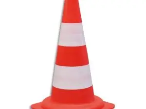 CONE SIGNALISATION VISO POLYPROPYLENE REFLECHISSANT ENTREPOTS USINES PARKINGS HAUTEUR 49CM COLORIS ORANGE/BLANC