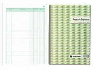 MANIFOLD AUTOCOPIANT EXACOMPTA RECETTES DÉPENSES A4 210X297MM FOLIOTAGE 50 DUPLIS