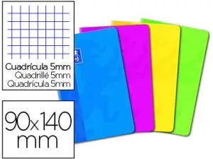 CARNET PIQUÉ OXFORD COUVERTURE PELLICULÉE LAVABLE SOUPLE 9X14CM 96 PAGES 90G 5X5MM COLORIS ASSORTIS
