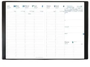 AGENDA QUO VADIS IMPALA EU MILLÉSIME SEMAINIER 13 MOIS 09/09 A4 210X297MM COLORIS NOIR
