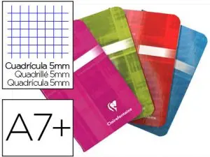 CARNET PIQUÉ CLAIREFONTAINE PAPIER VÉLIN VELOUTÉ COUVERTURE PELLICULÉE LAVABLE 9X14CM 96 PAGES 90G 5X5MM