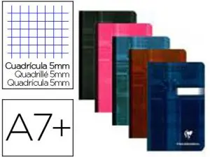 CARNET BROCHÉ CLAIREFONTAINE PAPIER VÉLIN VELOUTÉ COUVERTURE PELLICULÉE LAVABLE SOUPLE 9X14CM 192 PAGES 90G 5X5MM