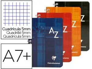 RÉPERTOIRE CLAIREFONTAINE RELIURE INTÉGRALE PAPIER VÉLIN VELOUTÉ COUVERTURE LAVABLE 95X140MM 100 PAGES 90G 5X5MM