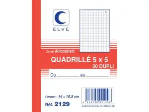 MANIFOLD AUTOCOPIANT ELVE 105X148MM QUADRILLÉ 5X5 FOLIOTAGE 50 DUPLIS