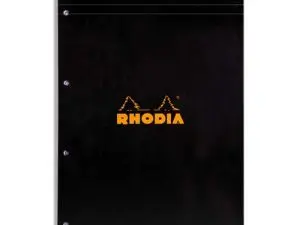 BLOC BUREAU RHODIA A4+ PAPIER VÉLIN SURFIN COUVERTURE ENDUITE ENVELOPPANTE 210X320MM 80F DÉTACHABLES 80G 5X5MM NOIR