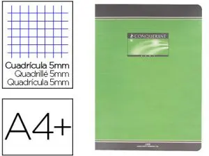 CAHIER BROCHÉ CONQUÉRANT SEPT COUVERTURE OFFSET A4+ 24X32CM 192 PAGES 70G 5X5MM