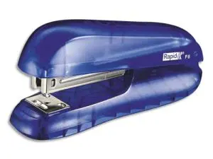 AGRAFEUSE BUREAU RAPID F6 MÉCANISME MÉTAL 62X40X126MM 20 FEUILLES AGRAFES 24/6 ET 26/6 COLORIS BLEU TRANSPARENT
