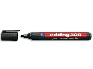 MARQUEUR EDDING PERMANENT E300 POINTE OGIVE TRACÉ 1.5/3MM CORPS PLASTIQUE COLORIS NOIR