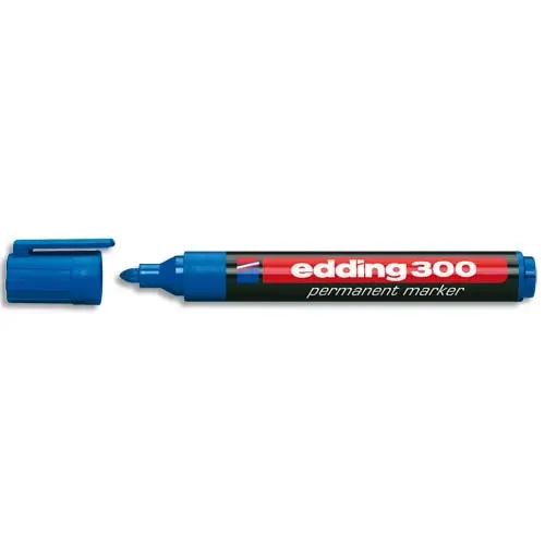 MARQUEUR EDDING PERMANENT E300 POINTE OGIVE TRACÉ 1.5/3MM CORPS PLASTIQUE COLORIS BLEU