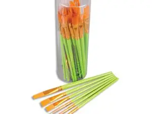 PINCEAU O'COLOR MAXI SYNTHETIQUE ROND ET PLAT POILS NYLON SOUPLES NERVEUX VIROLE ALUMINIUMMANCHE BOIS LAQUE BOITE 36 UNI