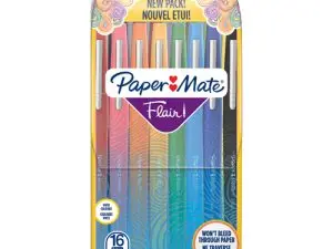 STYLO-FEUTRE PAPER MATE FLAIR ORIGINAL POINTE MOYENNE 1MM   LONGUE DUREE DE VIE CLIP      METAL POCHETTE 16 COLORIS