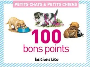 BON POINT ÉDITIONS LITO PETITS CHATS & PETITS CHIENS TEXTE PÉDAGOGIQUE AU VERSO 61X82MM BOÎTE 100 UNITÉS
