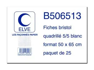 FEUILLE BRISTOL ELVE 50X65CM 190G QUADRILLÉ 5X5MM