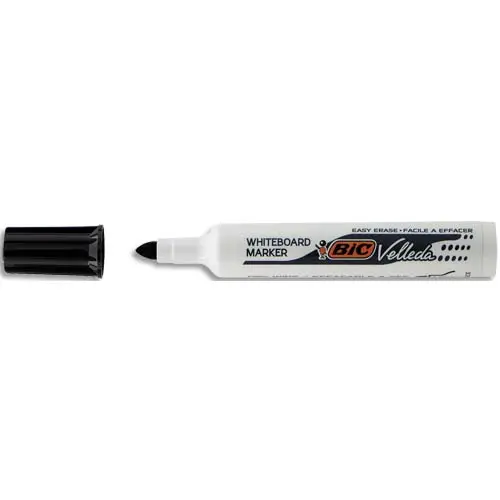 MARQUEUR BIC VELLEDA 1711 EFFAÇABLE POINTE OGIVE TRACÉ 2MM CORPS PLASTIQUE ENCRE CÉTONE NOIR
