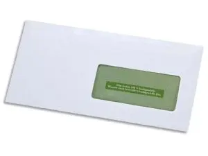 ENVELOPPE GPV DL 110X220MM 80G AUTO-ADHÉSIVE GREEN FENÊTRE  45X100MM BLANCHE BOÎTE 500 UNITÉS