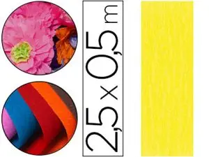 PAPIER CRÉPON CLAIREFONTAINE DENSITÉ CRÊPAGE 60% 40G/M2 50CMX2.5M UNICOLORE JAUNE CITRON POCHETTE 10F