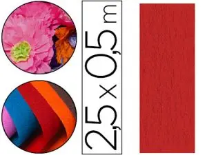 PAPIER CRÉPON CLAIREFONTAINE DENSITÉ CRÊPAGE 60% 40G/M2 50CMX2.5M UNICOLORE ROUGE POCHETTE 10F
