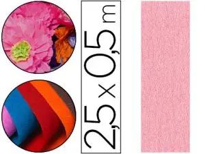 PAPIER CRÉPON CLAIREFONTAINE DENSITÉ CRÊPAGE 60% 40G/M2 50CMX2.5M UNICOLORE ROSE MOYEN