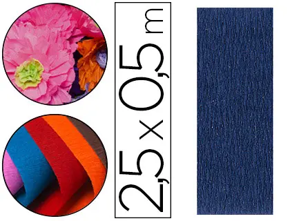 PAPIER CRÉPON CLAIREFONTAINE DENSITÉ CRÊPAGE 60% 40G/M2 50CMX2.5M UNICOLORE BLEU MARINE