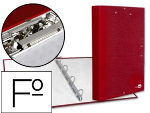 CLASSEUR LIDERPAPEL 4 ANNEAUX RONDS 25MM A4+ CARTON REMBORDÉ PAPER COAT MINICLIP ET RABATS COLORIS ROUGE