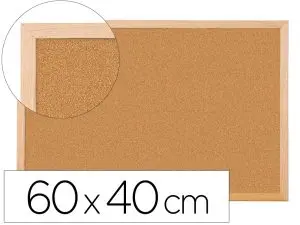TABLEAU LIÈGE Q-CONNECT MURAL CADRE BOIS PIN NATUREL 2 FACES INCLUS 5 ÉPINGLES MEMO FIXATION MUR ÉPAISSEUR 1MM 60X40CM