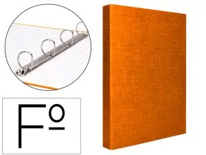 CLASSEUR LIDERPAPEL 4 ANNEAUX RONDS 25MM A4+ CARTON REMBORDÉ PAPER COAT COLORIS ORANGE