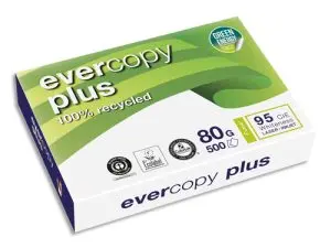 PAPIER CLAIREFONTAINE BLANC 100% RECYCLE MULTIFONCTION    EVERCOPY A4 80G/M2 BLANCHEUR  95 CIE