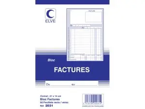 BLOC FACTURES ELVE 140X210MM 50 FEUILLETS 90G ENCOLLAGE EN TÊTE