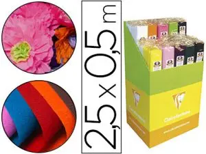 PAPIER CRÉPON CLAIREFONTAINE DENSITÉ CRÊPAGE 75% 40G/M2 50CMX2.5M COLORIS ASSORTIS VIFS ET PASTEL