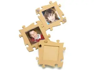 CADRE PHOTO EN BOIS À DÉCORER FORME PUZZLE 19X19CM LOT 8 UNITÉS