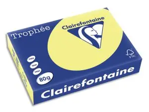 PAPIER COULEUR CLAIREFONTAINE TROPHÉE MULTIFONCTION A4 80G/M2 COULEURS VIVES JONQUILLE PAQUET 500 FEUILLES