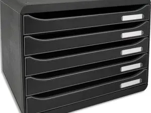 MODULE CLASSEMENT EXACOMPTA BIG BOX 5 TIROIRS A4+ À L'ITALIENNE SUPERPOSABLE BUTÉE 270X355X271MM COLORIS NOIR