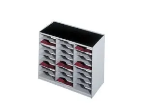 TRIEUR PAPERFLOW MONOBLOC EVOLUTION POLYSTYRÈNE 24 CASES JUXTAPOSABLES SUPERPOSABLES 54,8X67,4X30,8CM COLORIS GRIS
