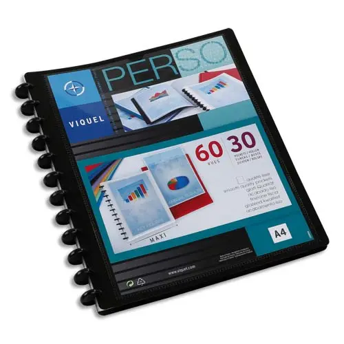 PORTE VUES GEODE ESSENTIEL RECYCLE PERSONNALISABLE 60 VUES POLYPROPYLENE A4 MAXI COLORIS NOIR