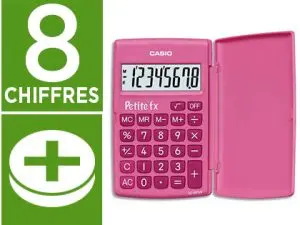 CALCULATRICE CASIO SCIENTIFIQUE PETITE FX 4 OPÉRATIONS GRAND ÉCRAN SPÉCIAL ENFANTS MÉMOIRE PILE 120X75X10.7MM 70G ROSE