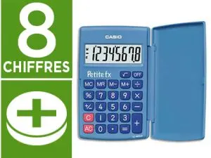 CALCULATRICE CASIO SCIENTIFIQUE PETITE FX 4 OPÉRATIONS GRAND ÉCRAN SPÉCIAL ENFANTS MÉMOIRE PILE 120X75X10.7MM 70G BLEU
