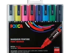 MARQUEUR POSCA PC5M GOUACHE ENCRE INODORE TOUTES SURFACES POINTE MOYENNE CONIQUE COLORIS ASSORTIS ÉTUI 8 UNITÉS