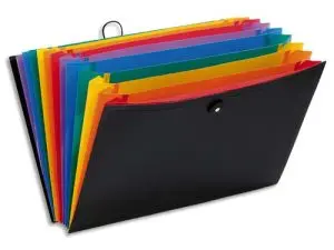 TRIEUR VIQUEL RAINBOW CLASS PP 8/10E 350X245MM 12 POSITIONS EXTENSIBLE FERMETURE BOUTON RIVETÉ ÉLASTIQUE COLORIS NOIR