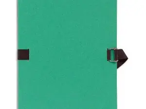 CHEMISE EXACOMPTA CARTON PAPIER TOILÉ 240X320MM DOS EXTENSIBLE 120MM SANGLE COTON BOUCLE CRANTÉE COLORIS VERT CLAIR