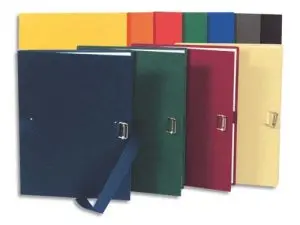 CHEMISE EXACOMPTA CARTON PAPIER TOILÉ 240X320MM DOS EXTENSIBLE 120MM SANGLE COTON BOUCLE CRANTÉE COLORIS ASSORTIS