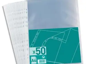 POCHETTE OXFORD POLYPROPYLÈNE GRAINÉ PERFORÉE ANTISTATIQUE A4 210X297MM SACHET 50 UNITÉS